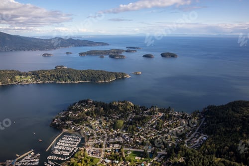 Preview: Gibsons, Keats Island, Pasley Island, and Bowen Island with Vancouver in Background
