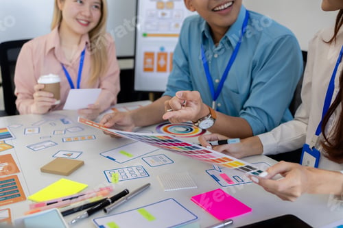 Preview: ux, ui, web and mobile app designers are discussing the look and feel of the website or app