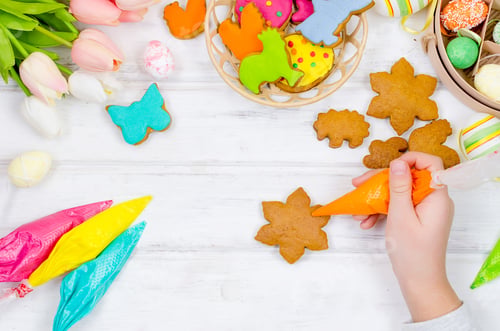 Colorful Spring Cookies and Treats Baking Preparation