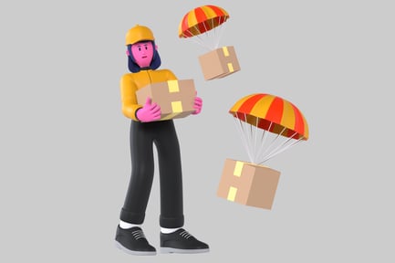 Preview: Person holding a cardboard box.