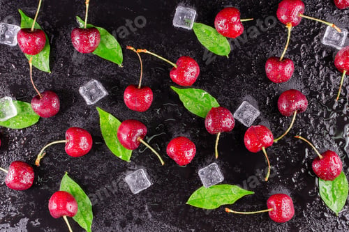 Preview: Fresh ripe cherries for background