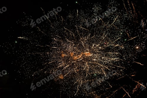 Preview: colored Fireworks on Deep Black Background Sky on Fireworks festival show before independence