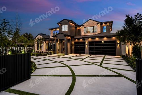 Preview: Modern luxury house at dusk