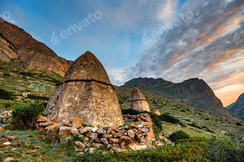 Preview: Medieval tombs in City of Dead near Eltyulbyu, Kabardino-Balkaria, Russia