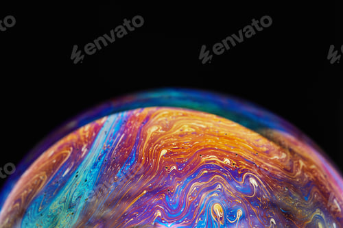 Preview: Virtual reality space with abstract multicolor psychedelic planet.