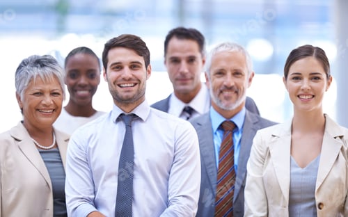 Preview: This team is all smiles. Cropped shot of a group of office coworkers.