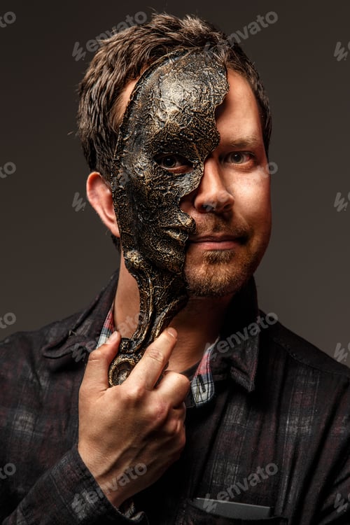 Preview: Male in mask on half face