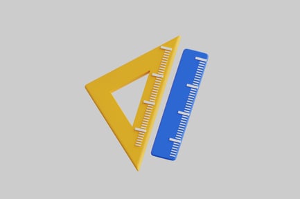 Предпросмотр: Синяя линейка и желтый треугольник