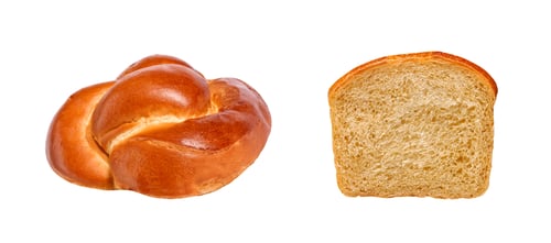 Preview: bun and toast bread on white background