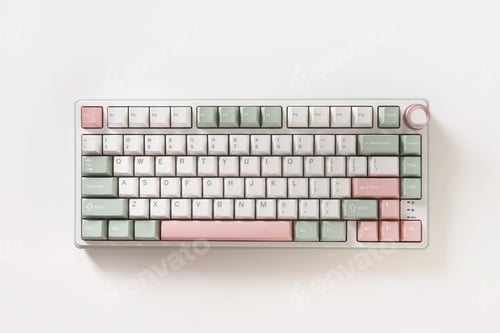 Preview: Modern mechanical keyboard. Minimal style and design keyboard. Custom build keyboard.