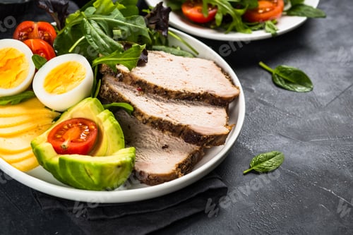 Preview: Keto diet plate on black stone table