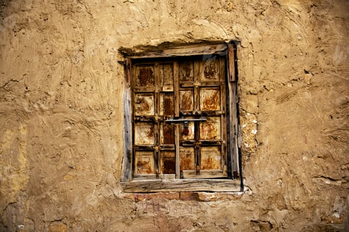 Preview: Old wooden doors of street houses in old town, Jaisalmer, India.