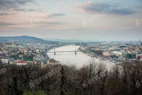 Preview: Sunset view of the city of Budapest on a cloudy day.