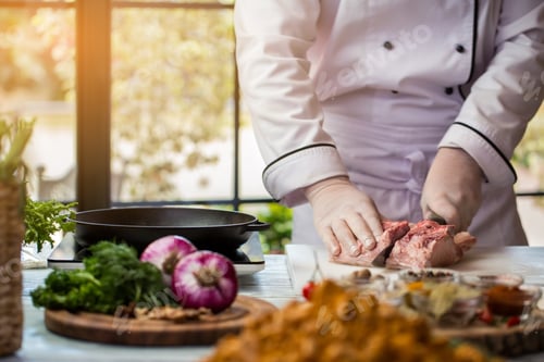 Vista previa: Hombre con cuchillo corta carne