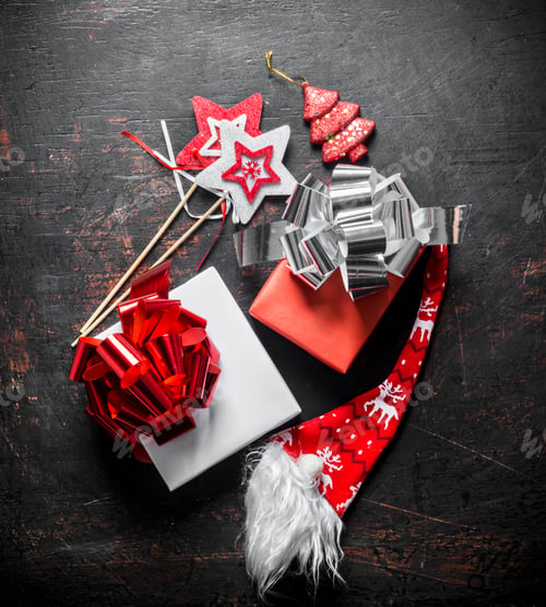 Preview: Christmas gifts in boxes with bows.
