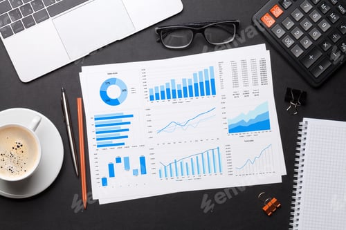 Preview: Office workplace table with reports