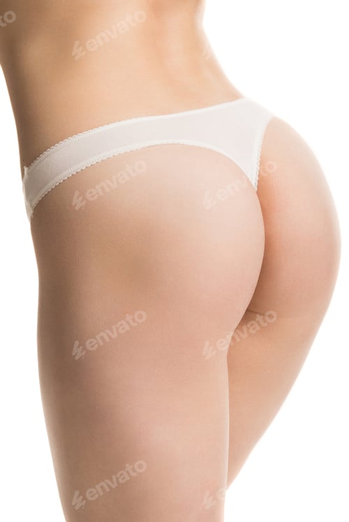 Preview: girl in panties, half-length shot on white background