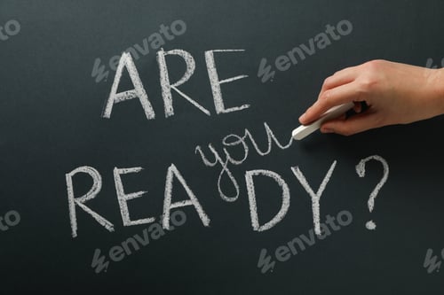 Preview: Chalk writing on the board: "Are you ready?".