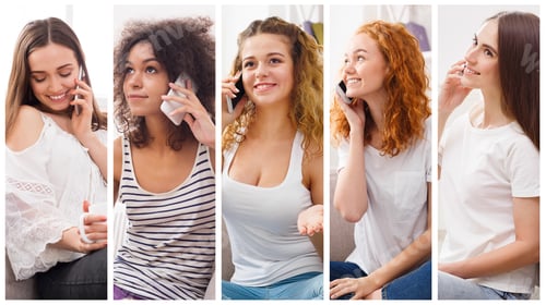 Preview: Collage of diverse women talking on mobile