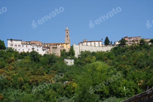 Preview: Country landscape in Abruzzo between Penne and Teramo at summer. View of Cellino Attanasio