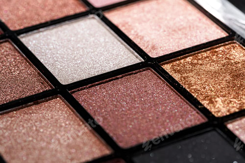 Preview: Palette of colorful eye shadows close up