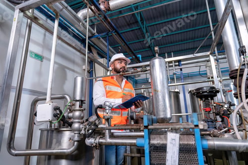 Preview: Mechanical engineer inspection pipe tube connection commissioning ready for plant startup machine