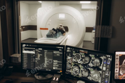 Preview: Patient undergoing mri scan at hospital.