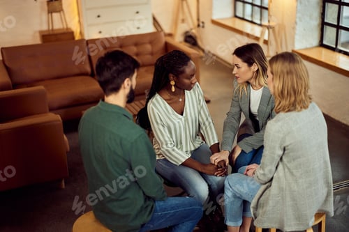 Preview: Supportive Friends Encouraging Each Other in a Comfortable Group Setting Environment