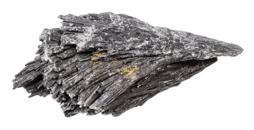Preview: raw black kyanite mineral isolated on white