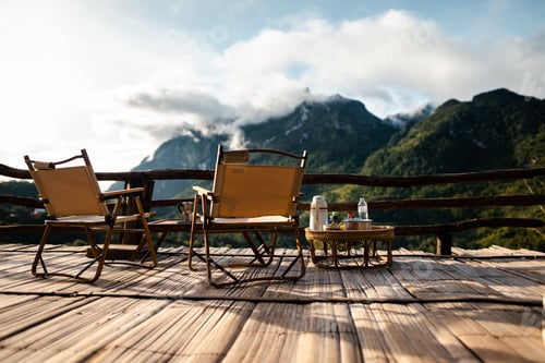 Preview: Chairs on the balcony and mountain view