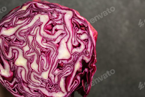 Preview: Red Cabbage, Raw Vegetables Healthy Salad (Coleslaw, Delicious Snack Or Blue Cabbage) Menu Concept