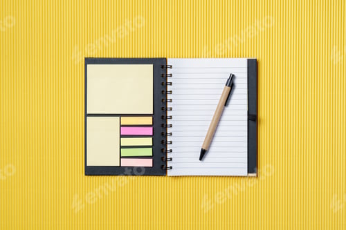 Preview: Spiral notebook on a yellow background