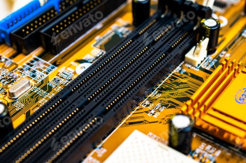 Preview: Closeup of electronic circuit board or PCB printed circuit board