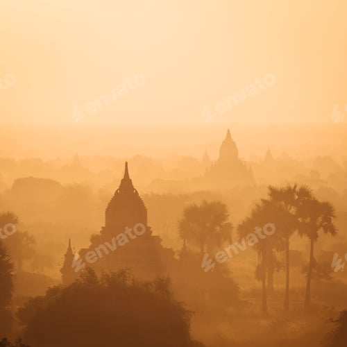 Preview: Scenic view of Bagan at sunset, Mandalay Region, Myanmar