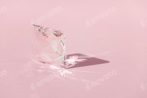 Preview: Crystal prism with light diffraction of spectrum colours and reflection with trendy light and hard