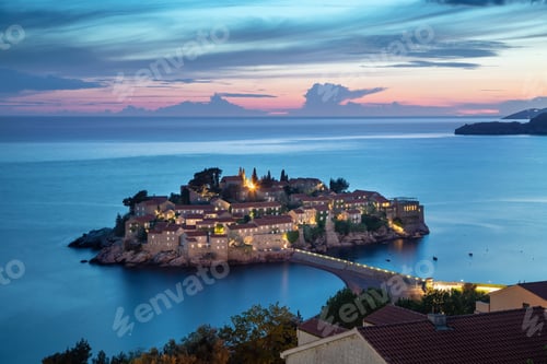 Preview: Sveti Stefan island at dusk, Montenegro