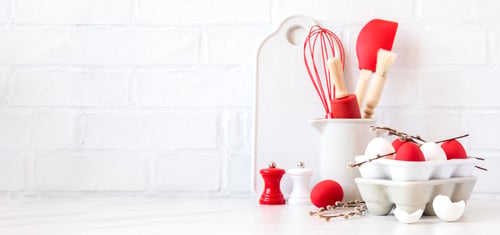 Preview: Easter Background for baking with ingredients for cooking. Traditional Easter decoration