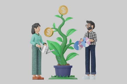 Preview: Two people tending to a money plant.