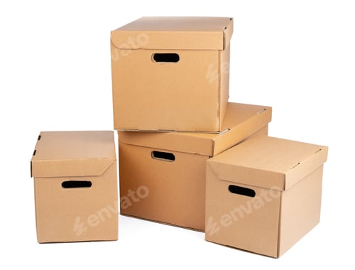 Preview: Cardboard brown box isolated on white background
