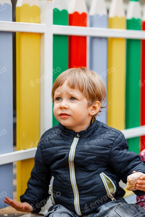 Preview: Kids activity outdoors. A child on a playground is riding on a hill