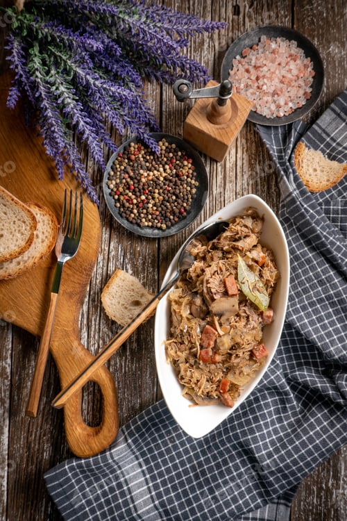 Preview: Bigos - sauerkraut stewed with meat, dried mushrooms and sausage.