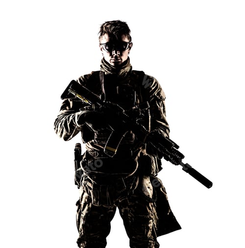 Preview: Military company mercenary low key studio portrait
