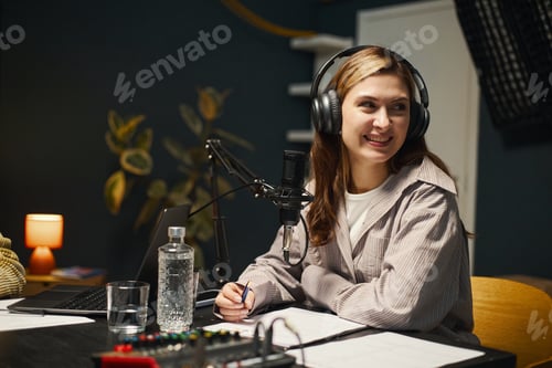 Preview: Woman Recording Podcast In Studio