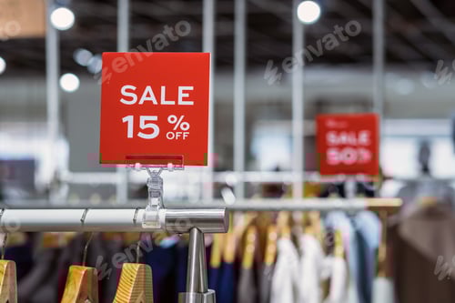 Preview: Sale Advertisement Displayed in Clothing Retail Store