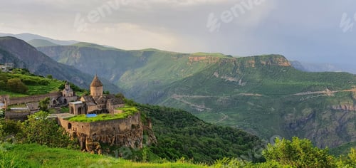 Preview: Aerial shot of the Tatev monastery in Tatev, Armenia