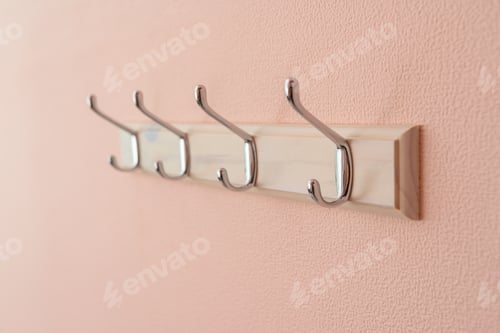 Preview: Wooden Coat Rack on Textured Pink Wall