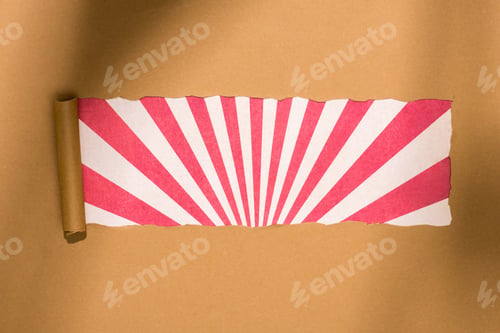 Preview: top view of blank ripped cardboard paper on colorful background
