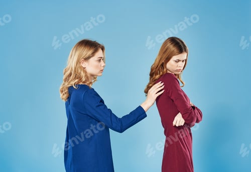 Preview: Two pretty women elegant communication style lifestyle conflict discontent quarrel
