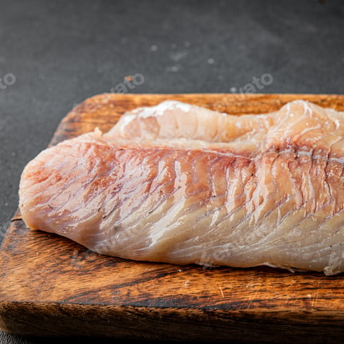 Preview: Raw fillet white fish natural food fresh pescetarian diet gourmet food background