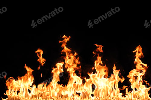 Preview: Tongues of flame on black background